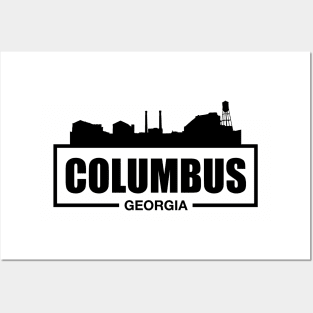 Columbus Georgia Downtown City Skyline Riverwalk Silhouette Posters and Art